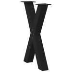 vidaXL Pieds de table à manger en forme de X  2 pièces  noir  60 x (72-73) cm  acier