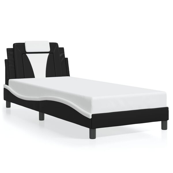 vidaXL Cadre de lit Viana sans matelas noir et blanc 90x190 cm similicuir