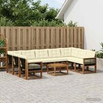 vidaXL Ensemble de canapés d'extérieur 10 Pièces Naturel et Crème