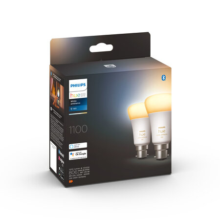 Philips hue pack de 2 ampoules white ambiance standard b22 75w