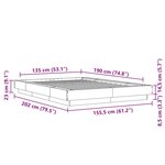 vidaXL Cadre de lit et lumières LED sans matelas gris béton 135x190 cm