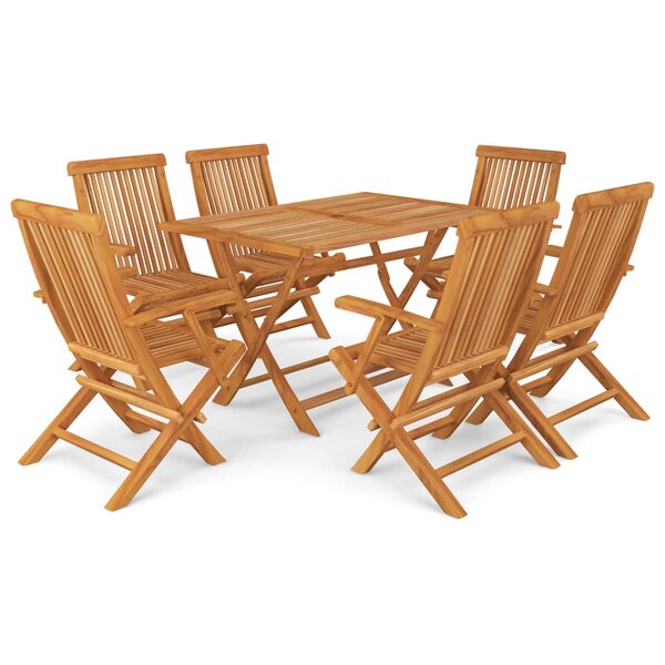 vidaXL Salon de jardin 7 Pièces Bois de teck massif