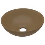 vidaXL Lavabo de salle de bain Céramique Crème mat Rond