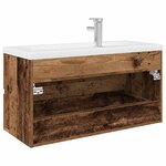 vidaXL Meuble lavabo avec bassin et robinet intégrés vieux bois