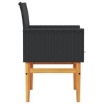vidaXL Chaises de jardin coussins lot de 2 noir résine tressée et bois