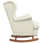 vidaXL Fauteuil à bascule à oreilles en velours crème bois massif