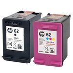 Pack de 2 cartouches d'encre authentiques HP 62 Noir et couleurs - programme SECOND