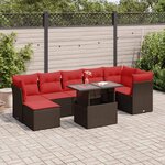 vidaXL Salon de jardin avec coussins 7Pièces marron résine tressée acacia