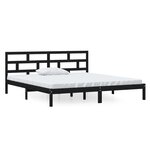 vidaXL Cadre de lit sans matelas noir bois massif 140x190 cm