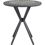 Table Mosaique de jardin - Gris anthracite, céramique noir, marbre jaune - Métal - D 70 cm - Démontable