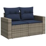 vidaXL Salon de jardin avec coussins 7 Pièces noir résine tressée acacia