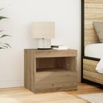 vidaXL Table de chevet avec lumières LED Chêne artisanal 50x40x45 cm