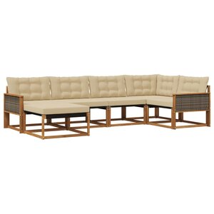 vidaXL Ensemble de canapés d'extérieur 6 Pièces Naturel et Beige