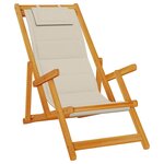 vidaXL Chaises de plage pliantes 2 Pièces - Bois d'acacia taupe et textilène