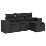 vidaXL Salon de jardin 4 Pièces avec coussins noir résine tressée