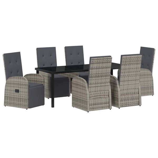 vidaXL Ensemble de salle à manger pour jardin 7 pc Gris polyrotin