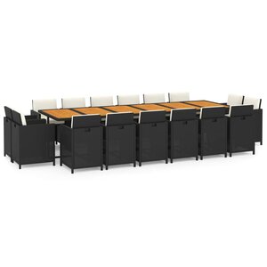 vidaXL Ensemble à dîner de jardin coussins 17 Pièces Résine tressée Noir