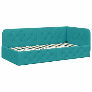 vidaXL Cadre de lit d'angle Turquoise 90 x 190 cm Velours