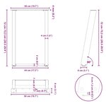 vidaXL Pieds de table à manger en U  2 pièces  blanc  50 x (72-73) cm  acier