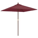 vidaXL Parasol de jardin avec mât en bois rouge bordeaux 198x198x231cm