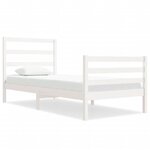 vidaXL Cadre de lit Blanc Bois de pin massif 75x190 cm Petit simple