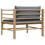vidaXL Canapé de jardin avec coussins gris foncé Bambou