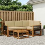 vidaXL Ensemble de canapés d'extérieur 5 Pièces Naturel et Beige