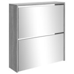 vidaXL Armoire à chaussures miroir 2 niveaux Sonoma gris 63x17x67 cm