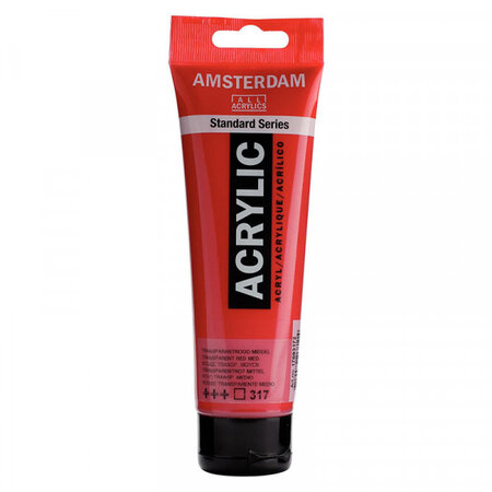 Peinture acrylique en tube - rouge transparent moyen - 120ml - amsterdam