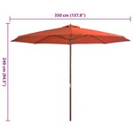 vidaXL Parasol d'extérieur avec mât en bois 350 cm Terre cuite