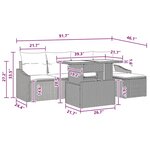 vidaXL Ensemble de canapé de jardin avec coussin 6 Pièces Gris et marine