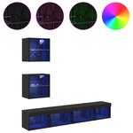 vidaXL Unités murales TV avec LED 5 Pièces Chêne noir Bois d'ingénierie