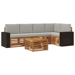 vidaXL Ensemble de canapés d'extérieur 6 pc Naturel et gris clair