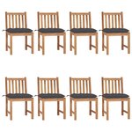 vidaXL Chaises de jardin lot de 8 avec coussins Bois de teck massif