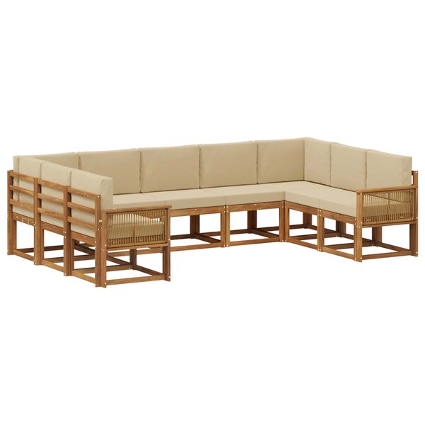vidaXL Ensemble de canapés d'extérieur 9 pc Naturel et Beige