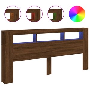 vidaXL Tête de lit à LED chêne marron 220x18 5x103 5cm bois ingénierie