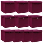 vidaXL Boîtes de rangement 10 Pièces Rouge foncé 32x32x32 cm Tissu