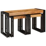 vidaXL Set de 3 Tables Gigognes – Bois de Manguier Massif