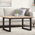 vidaXL Table basse cadre en O 80x80x45 5cm bois de pin massif et fonte