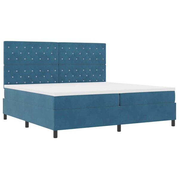 vidaXL Lit à ressorts avec matelas Bleu foncé 200 x 200 cm Velours