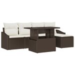 vidaXL Set de canapé de jardin 6 pièces avec coussins marron en poly rotin