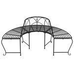 vidaXL Banc demi-circulaire tour d'arbre lot de 2 Ø159 cm Noir Acier