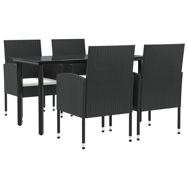 vidaXL Ensemble à manger de jardin 5 Pièces noir résine tressée et acier