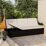 vidaXL Chaise longue convertible avec coussin Résine tressée Noir