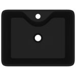 Vasque carrée à trou pour robinet céramique Noir pour salle de bain