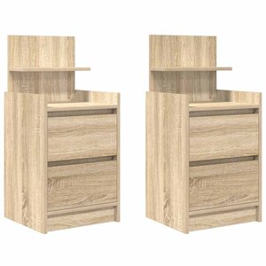 vidaXL Tables de chevet avec 2 tiroirs 2 Pièces chêne sonoma 38x34x80 cm