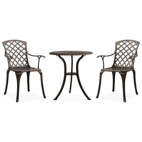 vidaXL Ensemble de bistro 3 Pièces Aluminium coulé Bronze