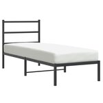 vidaXL Cadre de lit métal sans matelas avec tête de lit noir 80x200 cm