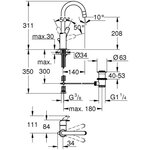 GROHE Mitigeur lavabo Eurosmart 23537002 - Bec haut pivotant 360°- Limiteur de température - Economie d'eau - Chrome - Taille L