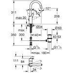 GROHE Mitigeur lavabo Eurosmart 23537002 - Bec haut pivotant 360°- Limiteur de température - Economie d'eau - Chrome - Taille L